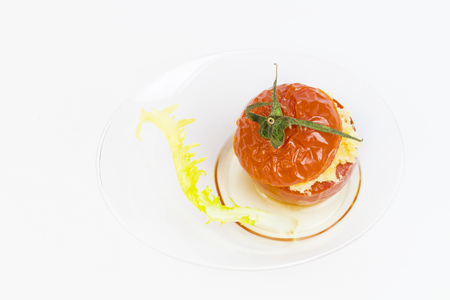 Mini desserts and meat canapes vegetable snacks in plastic cups canapesの写真素材