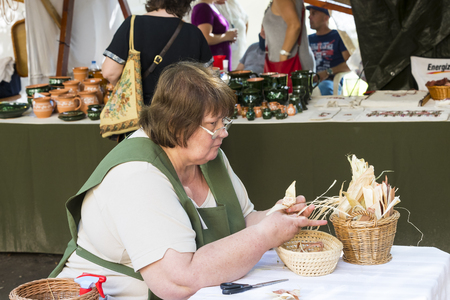 BUDAPEST, HUNGARY - 20 AUGUST 2017: Traditional folk fair in honor of St. Istvan and the first hlet in Hungary with folk craftsmen.Budapest. Hungaryのeditorial素材