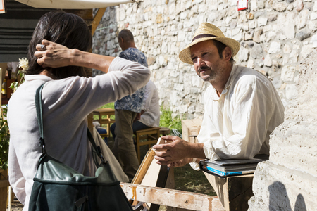 BUDAPEST, HUNGARY - 20 AUGUST 2017: Traditional folk fair in honor of St. Istvan and the first hlet in Hungary with folk craftsmen.Budapest. Hungaryのeditorial素材
