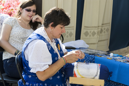 BUDAPEST, HUNGARY - 20 AUGUST 2017: Traditional folk fair in honor of St. Istvan and the first hlet in Hungary with folk craftsmen.Budapest. Hungaryのeditorial素材