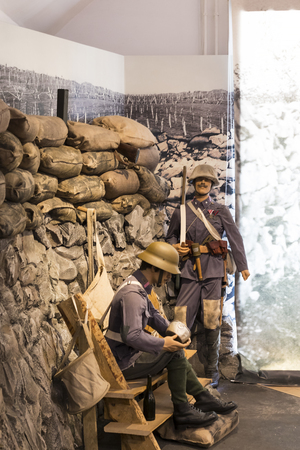 BUDAPEST, HUNGARY - 22 AUGUST 2017: Museum of the history of the military of the Hungarian army with historical exhibits and compositions on the theme of war.のeditorial素材