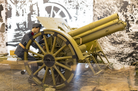BUDAPEST, HUNGARY - 22 AUGUST 2017: Museum of the history of the military of the Hungarian army with historical exhibits and compositions on the theme of war.のeditorial素材
