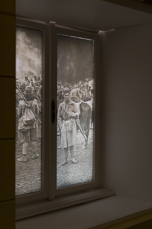 BUDAPEST, HUNGARY - 22 AUGUST 2017: Museum of the history of the military of the Hungarian army with historical exhibits and compositions on the theme of war.のeditorial素材