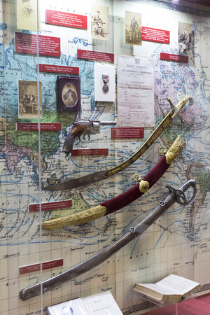 BUDAPEST, HUNGARY - 22 AUGUST 2017: Museum of the history of the military of the Hungarian army with historical exhibits and compositions on the theme of war.のeditorial素材