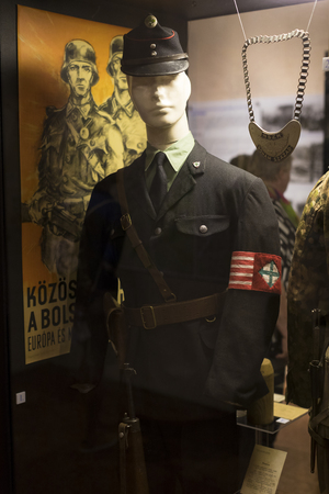 BUDAPEST, HUNGARY - 22 AUGUST 2017: Museum of the history of the military of the Hungarian army with historical exhibits and compositions on the theme of war.のeditorial素材