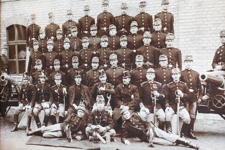 BUDAPEST, HUNGARY - 22 AUGUST 2017: Museum of the history of the military of the Hungarian army with historical exhibits and compositions on the theme of war.のeditorial素材