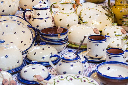 Traditional Hungarian ceramics for interior decoration in the marketの写真素材