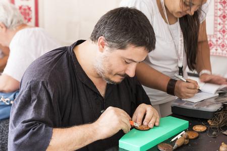 BUDAPEST, HUNGARY - AUGUST 19, 2017: Traditional folk fair in honor of Saint Istvn and the first bread in Hungary with folk masters. Budapest. Hungaryのeditorial素材