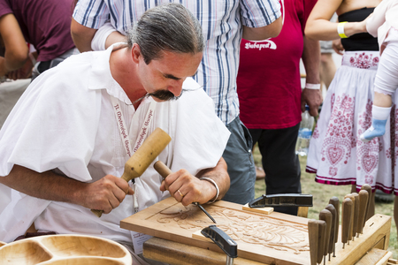 BUDAPEST, HUNGARY - AUGUST 19, 2017: Traditional folk fair in honor of Saint Istvn and the first bread in Hungary with folk masters. Budapest. Hungaryのeditorial素材