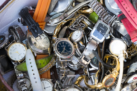 TEL AVIV-JAFFA, ISRAEL - 24 NOVEMBER 2017: Street flea market of old things and antiques in the old district of Tel Avivのeditorial素材