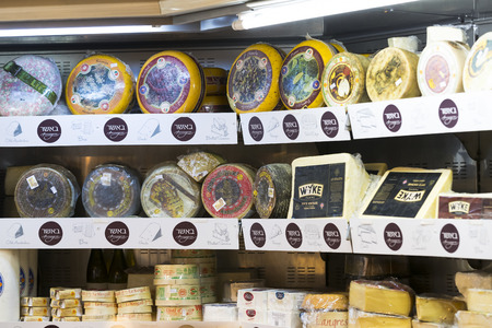 TEL AVIV, ISRAEL - 26 NOVEMBER 2017: Shops and counters with products and food