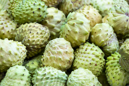 Guanabana ripe juicy fruit close-up background