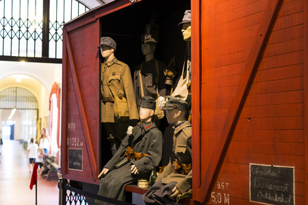 BUDAPEST, HUNGARY - 22 AUGUST 2017: Museum of the history of the military of the Hungarian army with historical exhibits and compositions on the theme of war.のeditorial素材