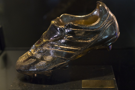 BARCELONA, SPAIN - 12 JANUARY 2018: The museum of trophies of the cups and awards of the team FC Barcelona in the Camp Nou.のeditorial素材