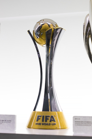 BARCELONA, SPAIN - 12 JANUARY 2018: The museum of trophies of the cups and awards of the team FC Barcelona in the Camp Nou.のeditorial素材