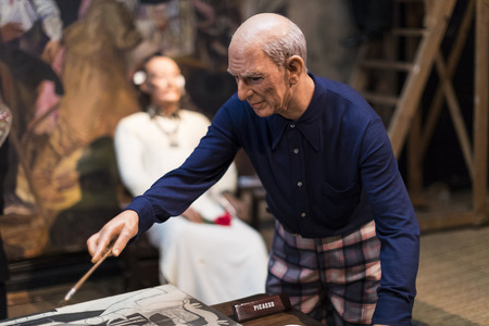 BARCELONA, SPAIN - 11 JANUARY 2018: Museum of wax figures in Barcelona on the street Las Ramblas.のeditorial素材