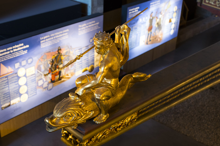 BARCELONA, SPAIN - 11 JANUARY 2018: Expositions in the naval museum located in the city of Port Vell area of ??Barcelona.のeditorial素材