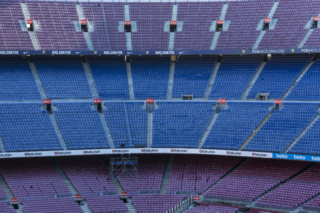 BARCELONA, SPAIN - 12 JANUARY 2018: Interior of the stadium stands and indoor spaces Camp Nou In Barcelona in Spainのeditorial素材