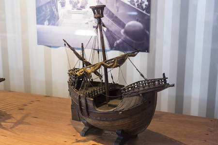 BARCELONA, SPAIN - 11 JANUARY 2018: Expositions in the naval museum located in the city of Port Vell area of ??Barcelona.のeditorial素材