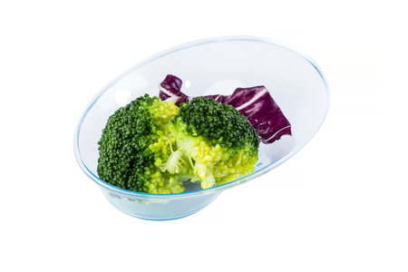 Mini appetizers from vegetable canap in plastic disposable dishes on white backgroundの写真素材