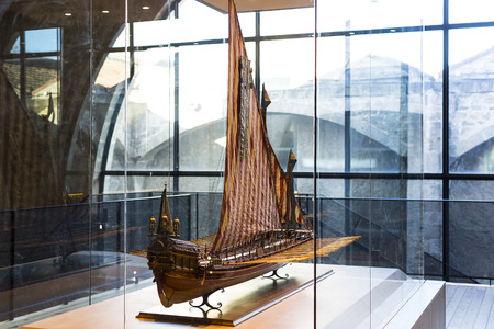 BARCELONA, SPAIN - 11 JANUARY 2018: Expositions in the naval museum located in the city of Port Vell area of ??Barcelona.のeditorial素材