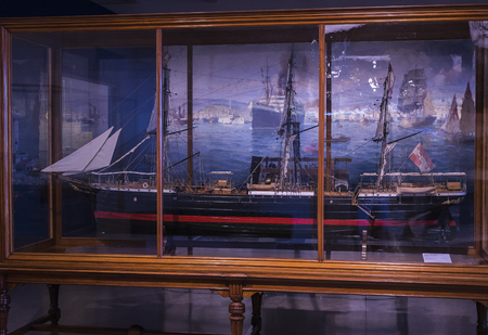 VIENNA, AUSTRIA - 24 AUGUST 2017: The technical museum in Vienna exhibits the production of exposition presents the ships and the history of shipbuilding in Austria.のeditorial素材