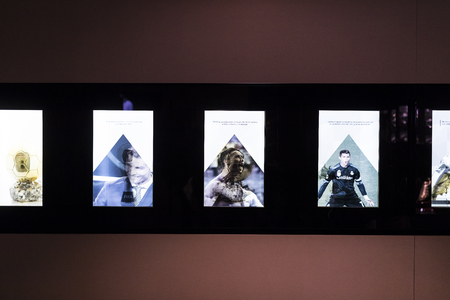 MADRID, SPAIN - 25 MARCH, 2018: The Museum of the Real Madrid Football Club cups and awards the club.のeditorial素材