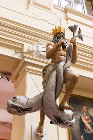 MADRID, SPAIN - 28 MARCH, 2018: The Maritime Museum in Madrid History of the Spanish Navy ship models historical artifactsのeditorial素材