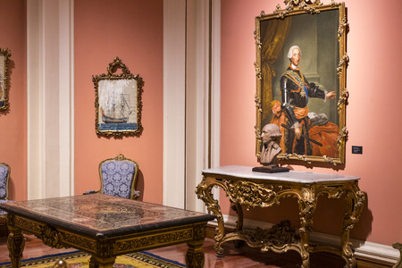 MADRID, SPAIN - 28 MARCH, 2018: The Maritime Museum in Madrid History of the Spanish Navy ship models historical artifactsのeditorial素材