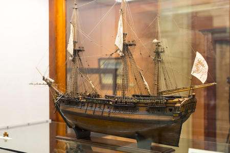 MADRID, SPAIN - 28 MARCH, 2018: The Maritime Museum in Madrid History of the Spanish Navy ship models historical artifactsのeditorial素材