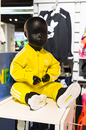 MADRID, SPAIN - 25 MARCH, 2018: Official clothing store and sports attributes for fans Real Madrid Football Club.のeditorial素材
