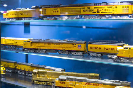 MADRID, SPAIN - 27 MARCH, 2018: Museum of trains Madrid exposition of railway equipment service equipment and history of development.のeditorial素材