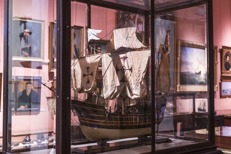 MADRID, SPAIN - 28 MARCH, 2018: The Maritime Museum in Madrid History of the Spanish Navy ship models historical artifactsのeditorial素材