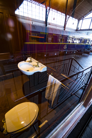 MADRID, SPAIN - 27 MARCH, 2018: Interior carriages of the train in the museum of the railway in...