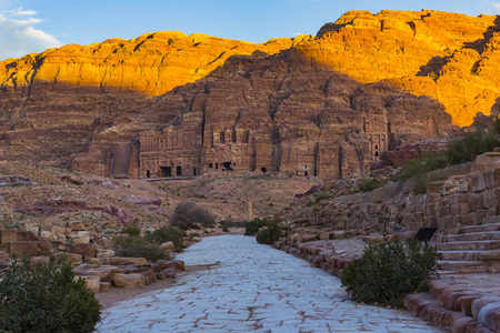 Ancient abandoned rock city of Petra in Jordan tourist attraction.の写真素材