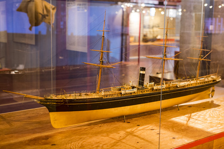 BARCELONA, SPAIN - 11 JANUARY 2018: Expositions in the naval museum located in the city of Port Vell area of ??Barcelona.のeditorial素材