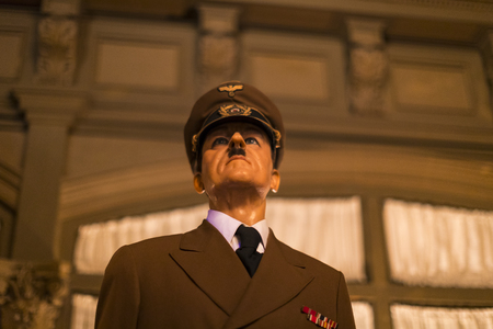 BARCELONA, SPAIN - 11 JANUARY 2018: Museum of wax figures in Barcelona on the street Las Ramblas.のeditorial素材