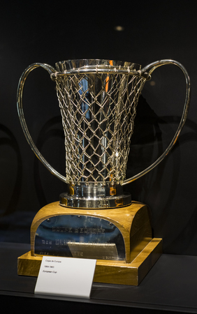 MADRID, SPAIN - 25 MARCH, 2018: The Museum of the Real Madrid Football Club cups and awards the club.のeditorial素材