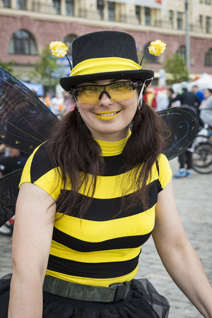 KHARKIV, UKRAINE - 20 MAY, 2018: Annual spring city cycling holiday and cycling through the streets of the city.のeditorial素材