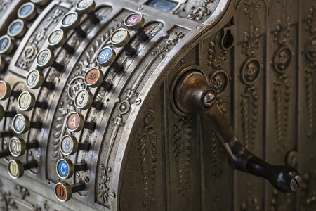 The old cash register National 1905 of the year was shot close-up.