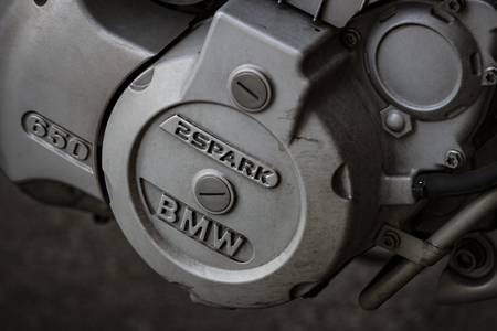 6 JUNE 2018, MILAN, ITALY: BMW Motorcycle Emblems on the streets of Milan in Italy.