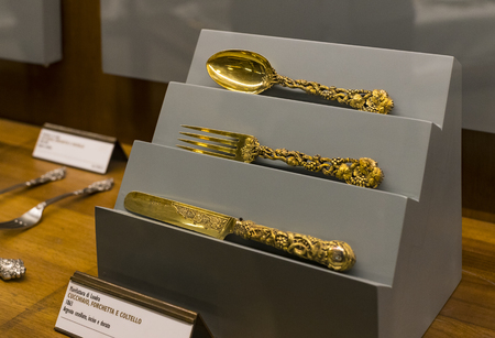 6 JUNE 2018, MILAN, ITALY: The exposition of the luxury belongings of the nobles of Milan is exhibited in the Sforza Castle Museum.のeditorial素材