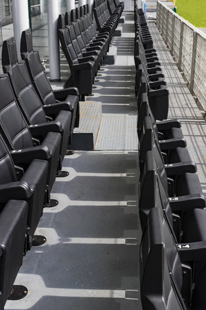 7 JUNE 2018, MILAN, ITALY: Elements of the interior stadium football teams Inter Milan and Milan in the city of San Siro.のeditorial素材