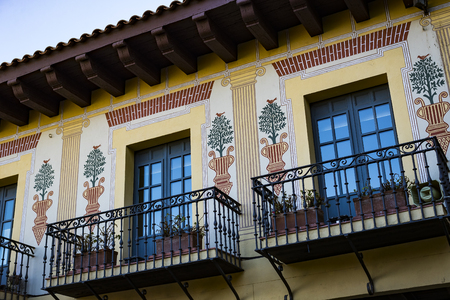 BARCELONA, SPAIN - 13 JANUARY 2018: The architectural complex Poble Espanyol of the traditional architecture of the country. Created in 1929 for an international exhibition held in Barcelona.のeditorial素材
