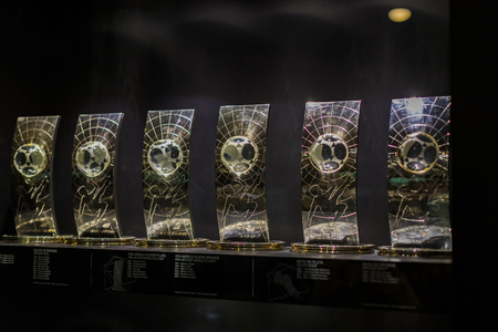 MADRID, SPAIN - 25 MARCH, 2018: The Museum of the Real Madrid Football Club cups and awards the club.のeditorial素材