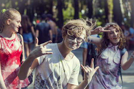 KHARKIV, UKRAINE - 4 AUGUST, 2018: Portraits of residents and guests of the city.のeditorial素材