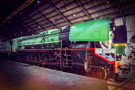 MADRID, SPAIN - 27 MARCH, 2018: Interior carriages of the train in the museum of the railway in Madrid.のeditorial素材