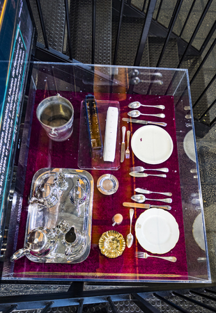 MADRID, SPAIN - 27 MARCH, 2018: Interior carriages of the train in the museum of the railway in Madrid.のeditorial素材