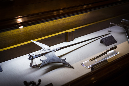 MADRID, SPAIN - 28 MARCH, 2018: The Maritime Museum in Madrid History of the Spanish Navy ship models historical artifactsのeditorial素材