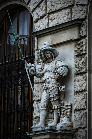 Statues adorning the facade of the Austrian National Libraryの写真素材